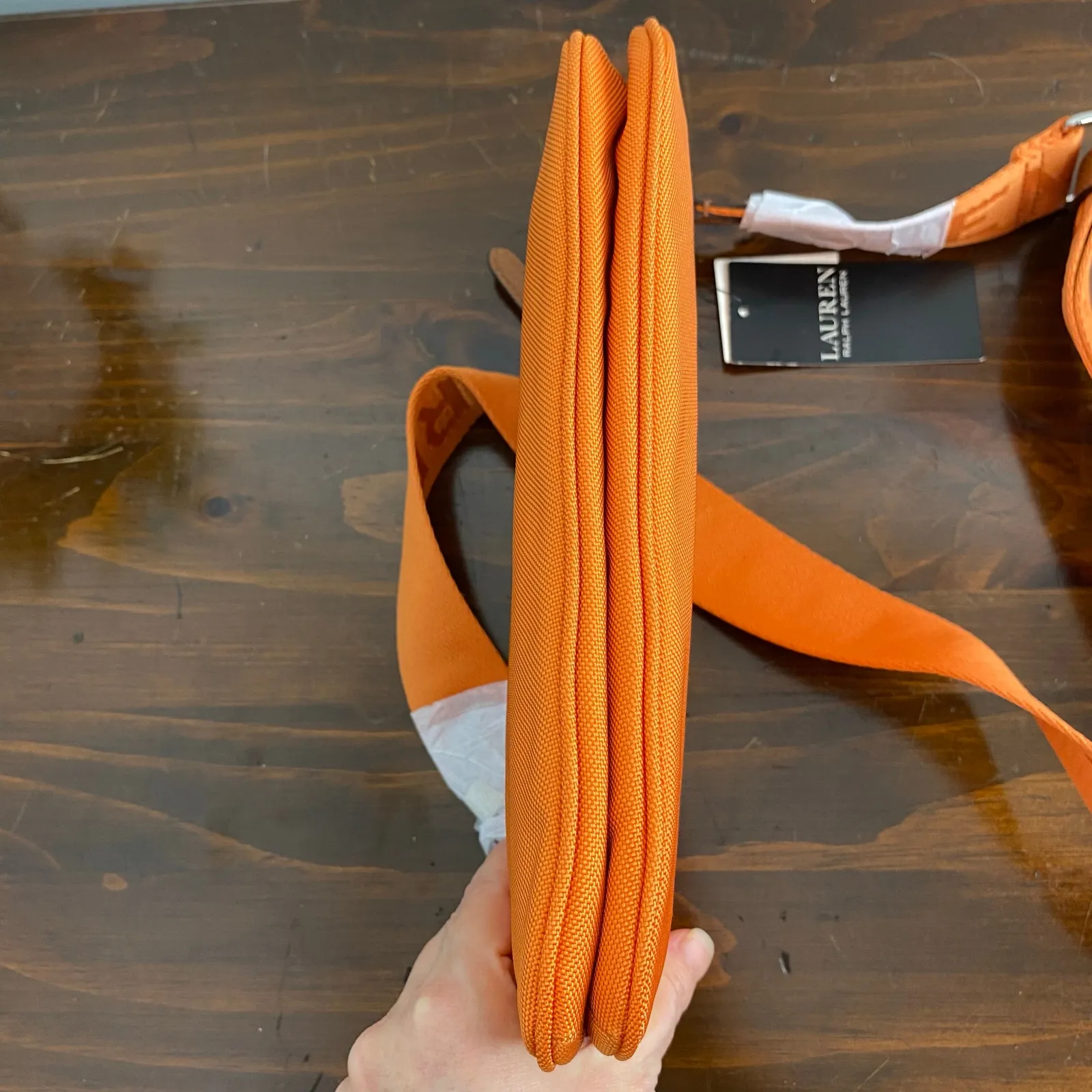 Lauren Ralph Lauren Orange Oxford Small Nylon Landyn Crossbody Bag - Image 7