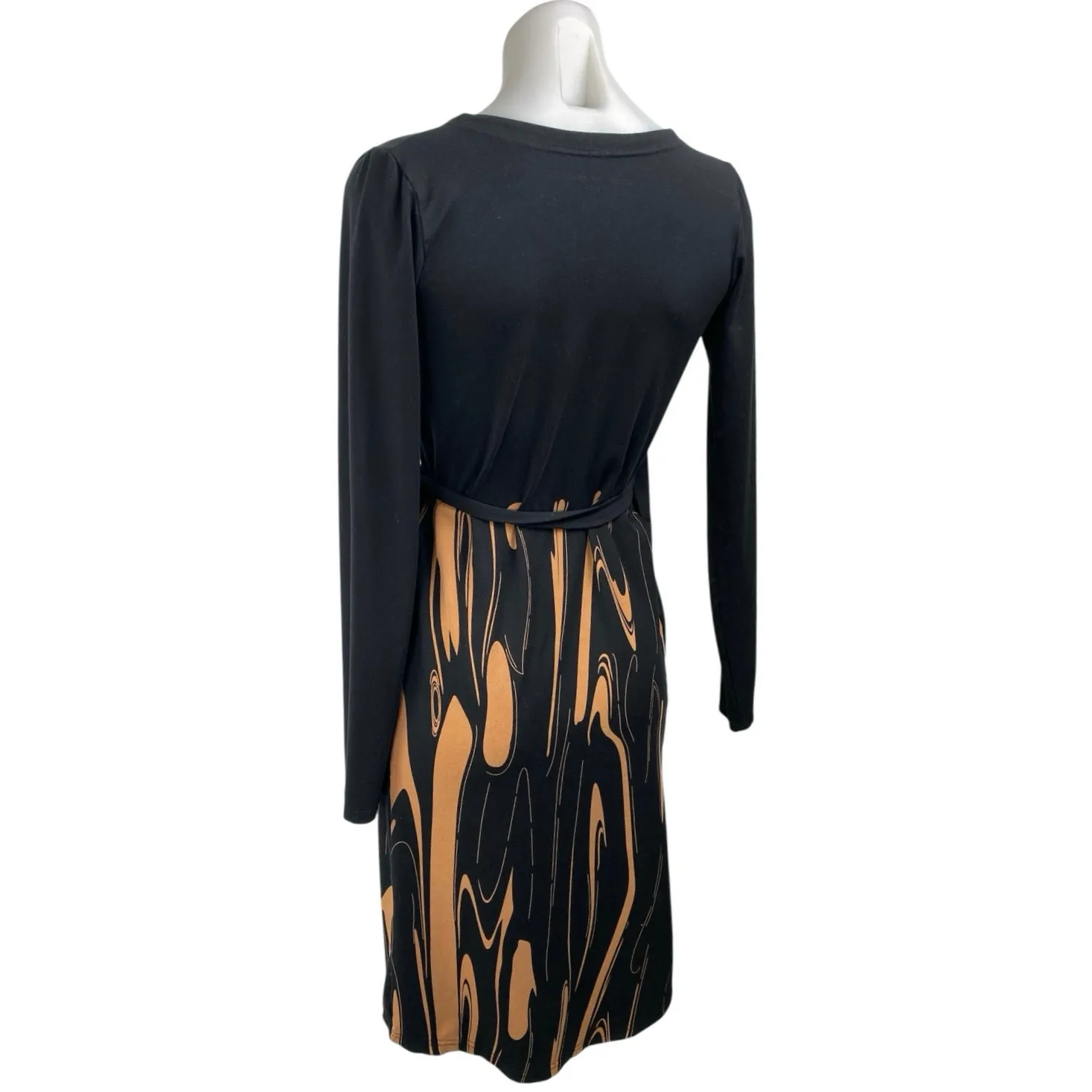 DAI MODA Black Swirl Print Long Sleeve V - Image 2