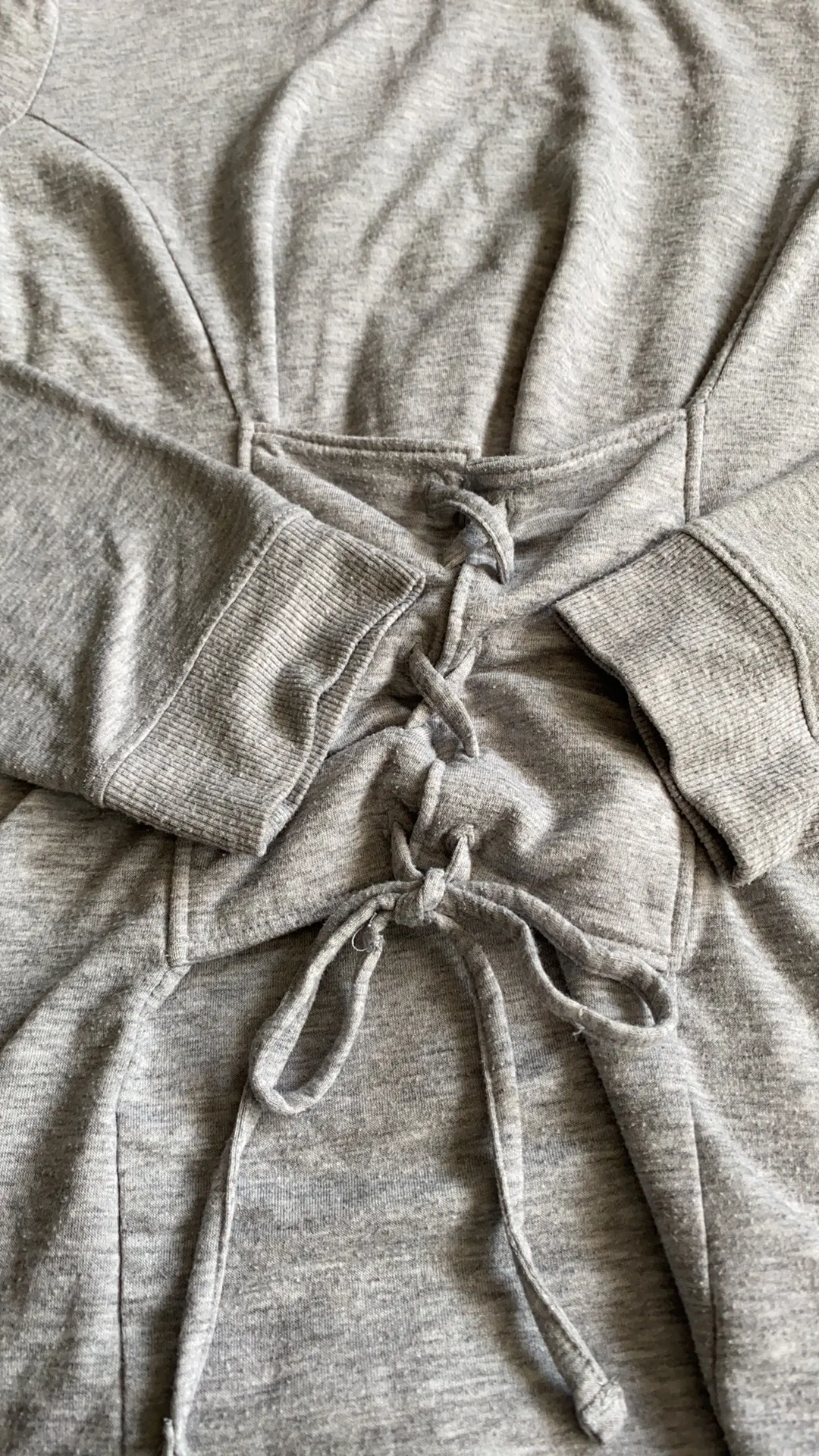 Victoria’s Secret Grey Long Sleeve Corset Lace Front Blouse Medium - Image 2