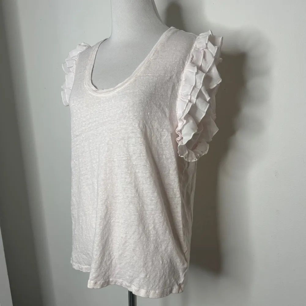 Young, Fabulous & Broke Ruffle Flutter Sleeve Linen Tee - Image 2