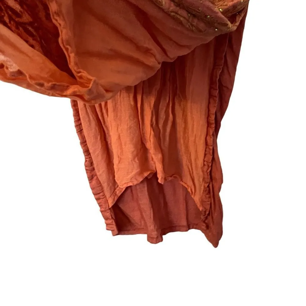 Cultural peach sequin tunic sleeveless summer top dress indian style outfit Orange Size M - Image 5