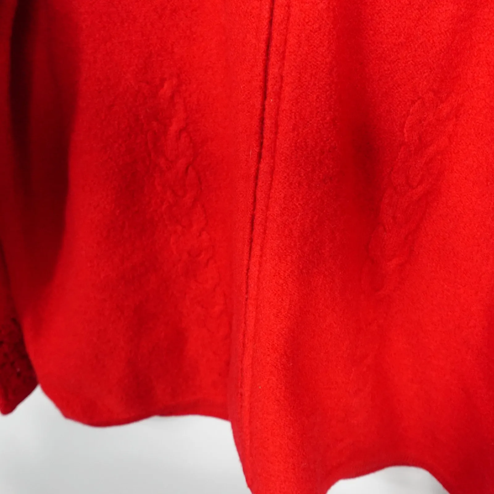 Vintage Red Wool Crochet Sleeve Sweater Zip Jacket Grandma Granny Grandpacore Size M - Image 6