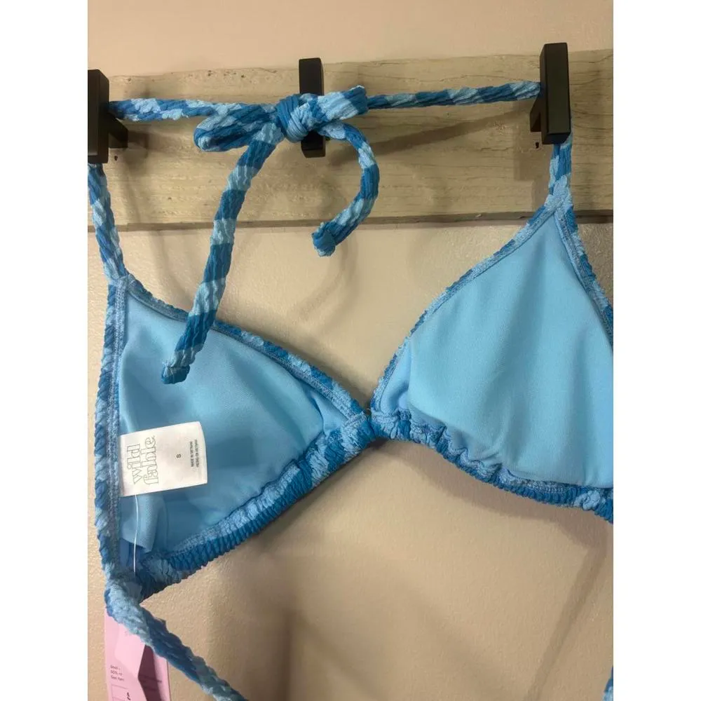 Wild Fable Striped Bikini Top - Blue/Light Blue Small - Image 2