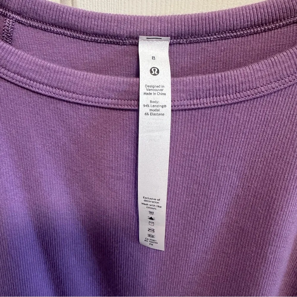 Lululemon Ribbed Held Tight Short Sleeve Shirt Wisteria Purple Size 8 - Image 5