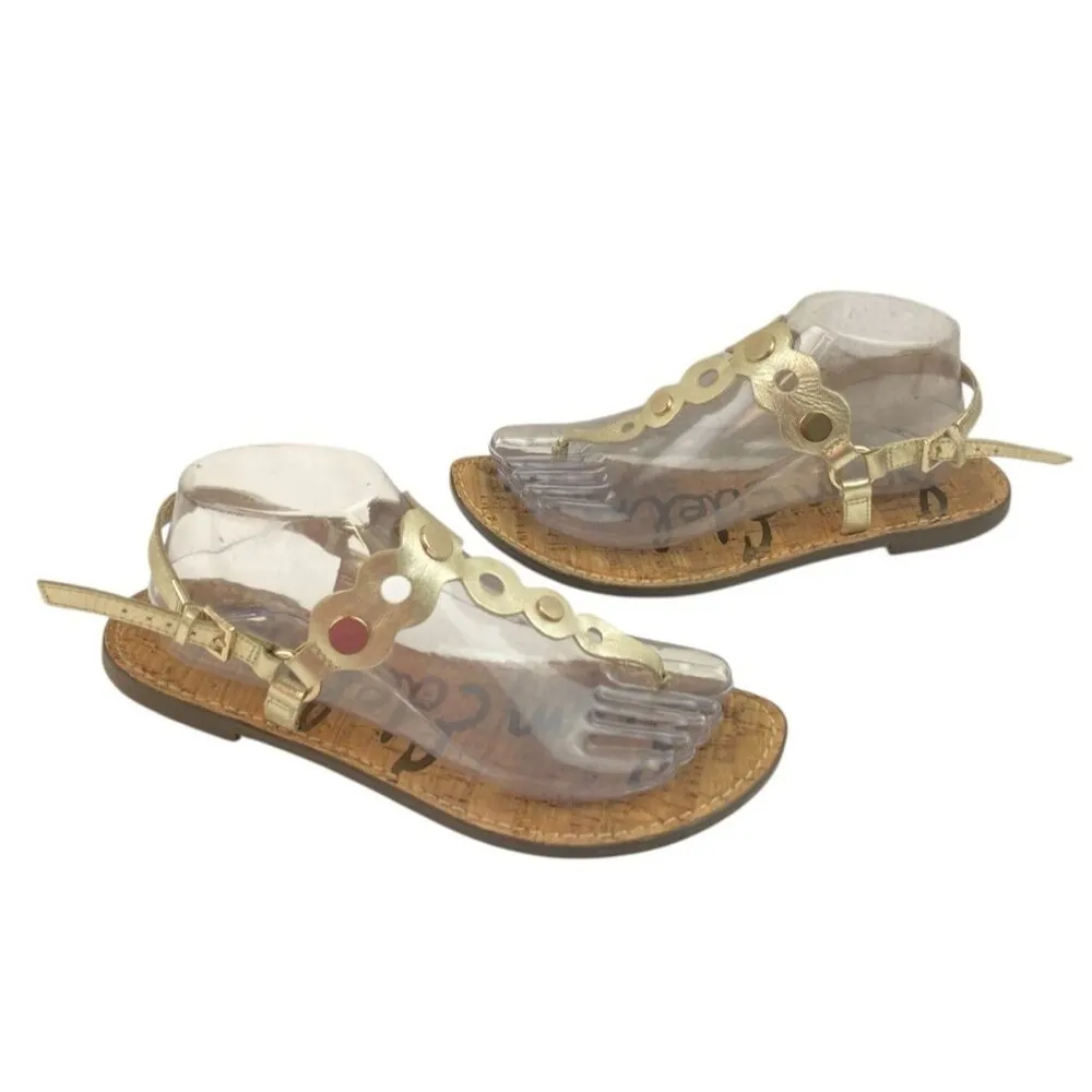 *Sam Edelman Gilly Sandal Womens Size 9M Gold Thong Beach Resort Travel Festival - Image 5