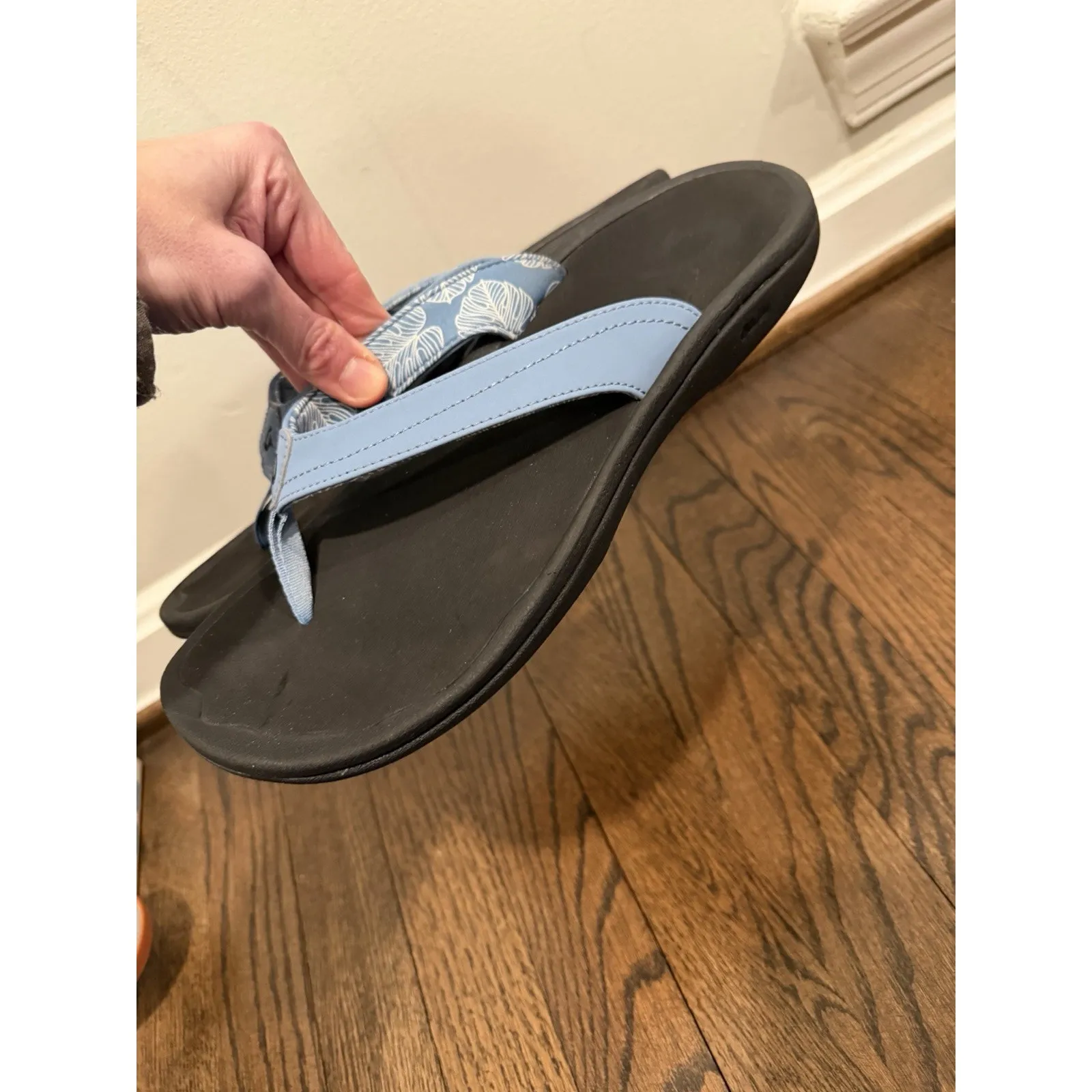 OluKai® 'Ohana Sandals Ocean Fog Blue Straps Black Sole Women's Sz 11 $80 MSRP - Image 13