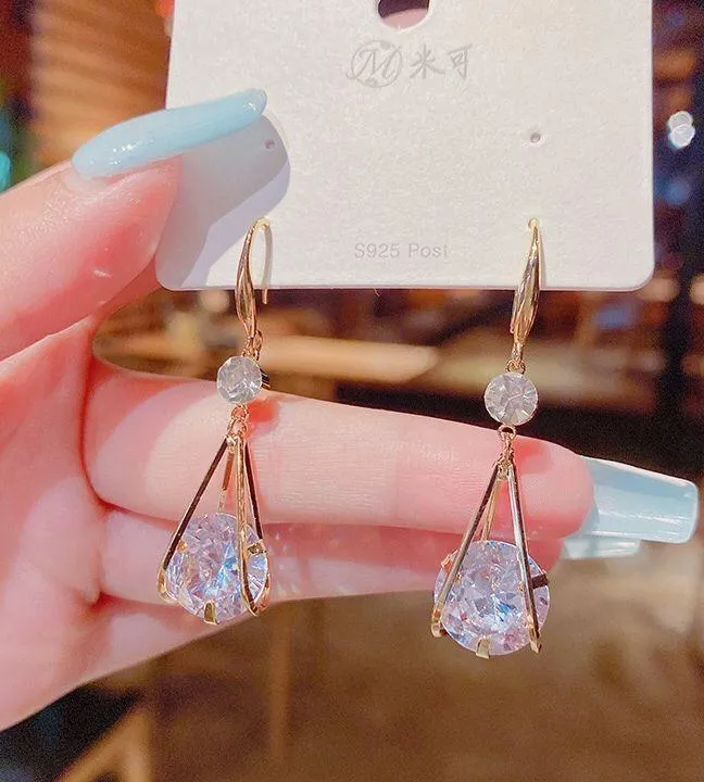 18K Gold Plated Crystal Drop Dangle Earrings for Women - Image 2