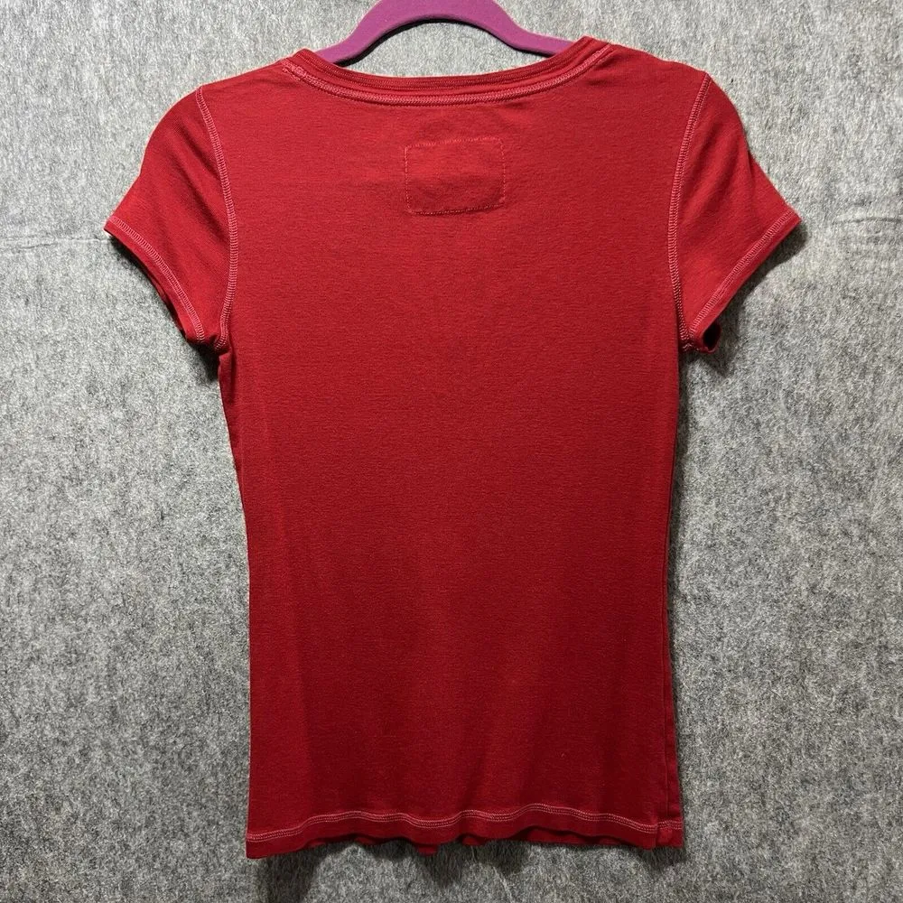Gap T Shirt Womens Medium Short Sleeve Red V Neck Fitted Baby Tee‎ Blank - Image 5