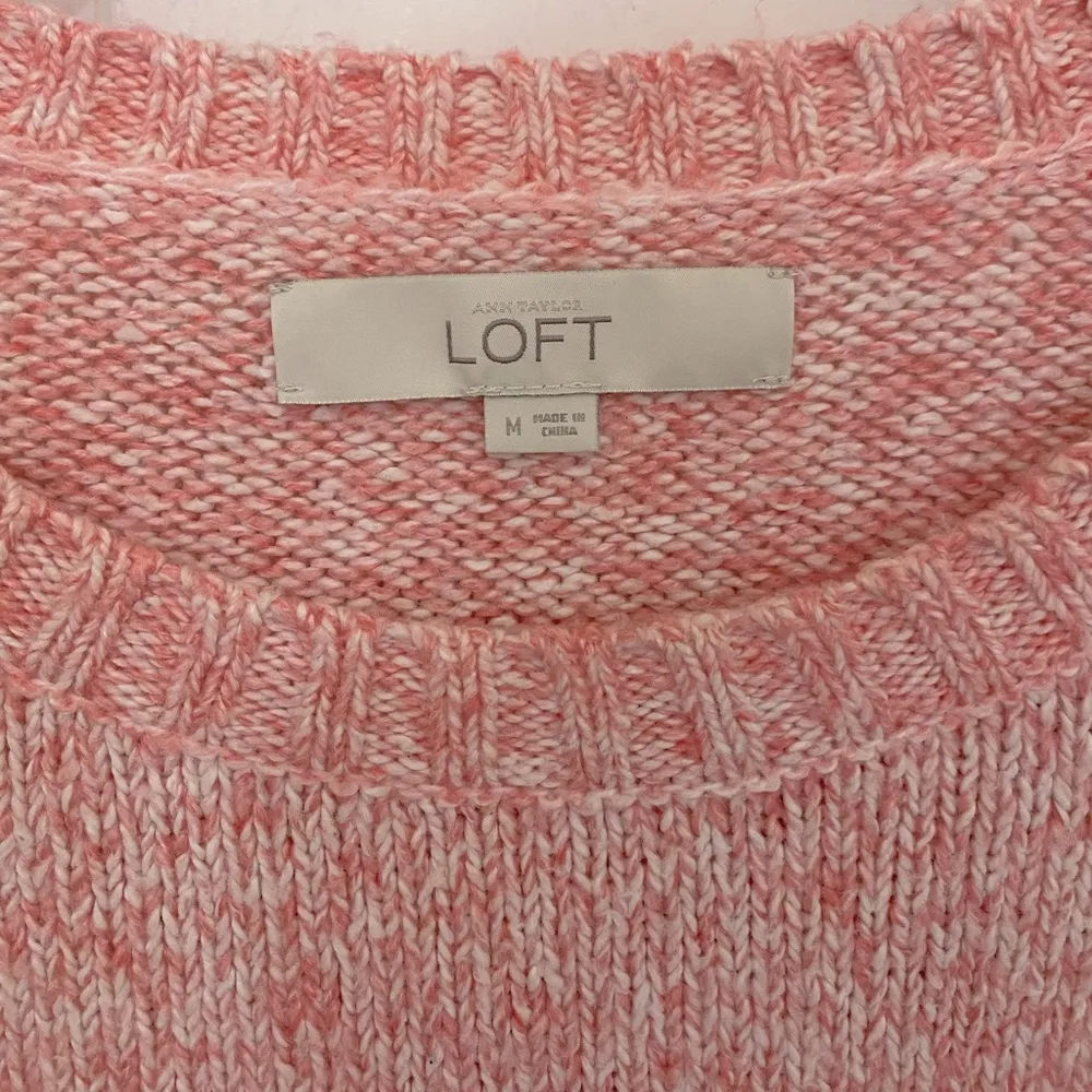 LOFT Button Shoulder Crewneck Knit Sweater in Pink - Image 5