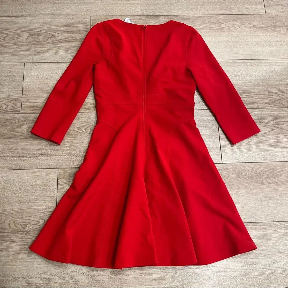 Diane Von Furstenberg Red A-Line Scoop Neck Viscose Cotton Blend Dress Size 2 - Image 4