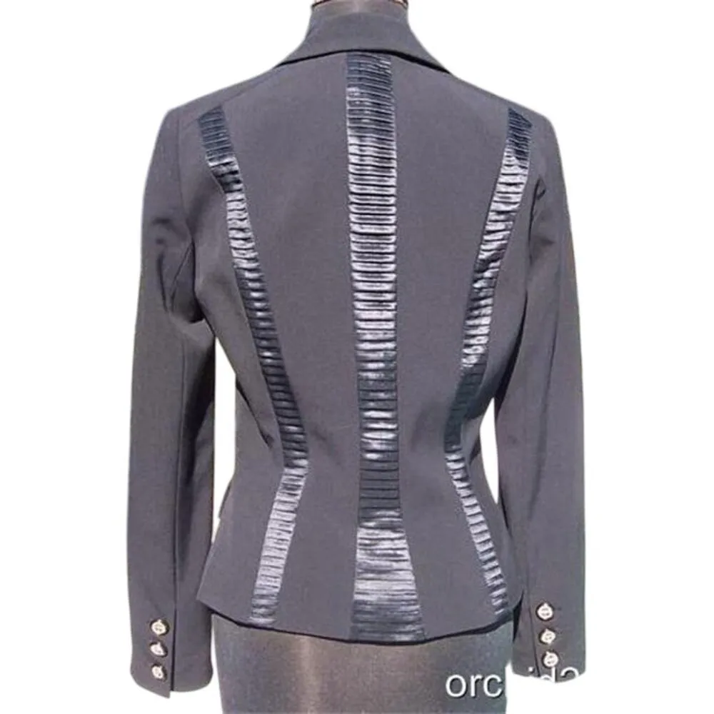 Cache Black Tuxedo Silk Trim Top Jacket New Lined Classic Front Button $228 NWT - Image 7