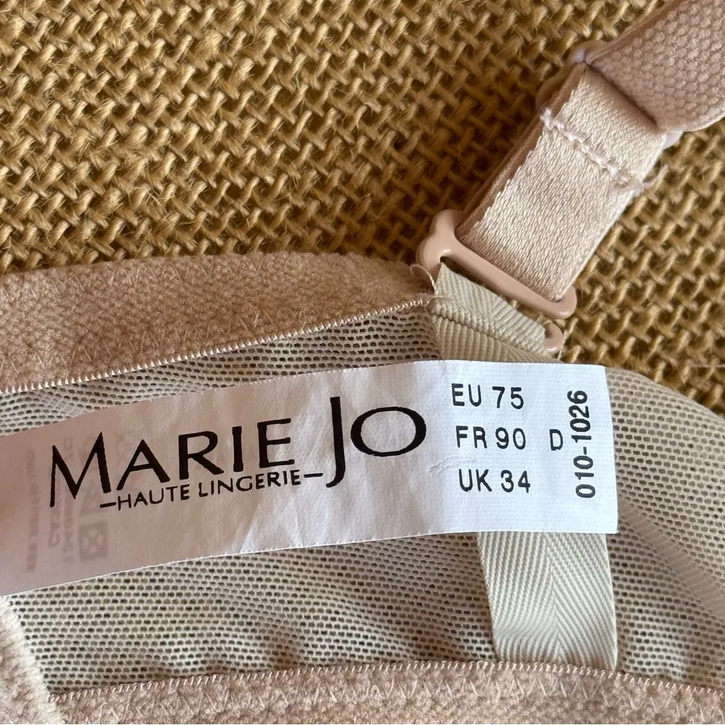 Marie Jo Elegant Lace Trimmed Bra Size UK 34D Tan - Image 4