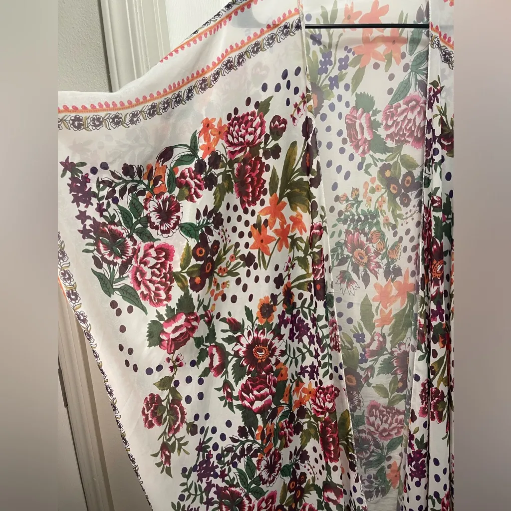 Kimono / Duster Long Floral Print One Size White Size undefined - Image 3