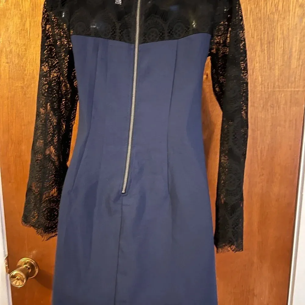Xhilaration Navy Blue Dress Black Lace Long Sleeves Effortless Elegance Size XS - Image 10