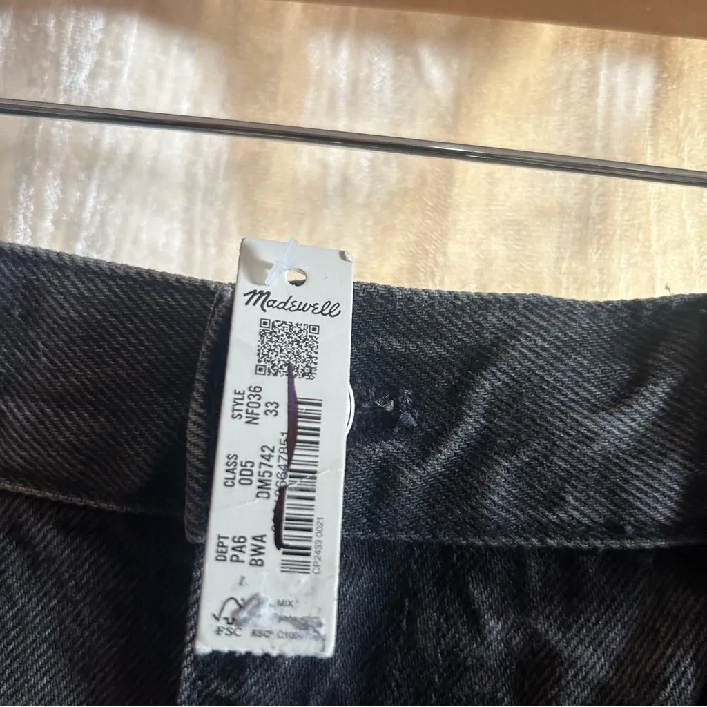 Madewell‎ Relaxed Mid-Length Denim Shorts Bradbrook Wash  Black NWT Size 33 - Image 5