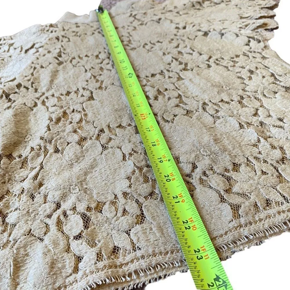 Vintage Iceberg Made in Italy Lace Half Sleeve Suede Snap Collared Top NWT Tan Size M - Image 11
