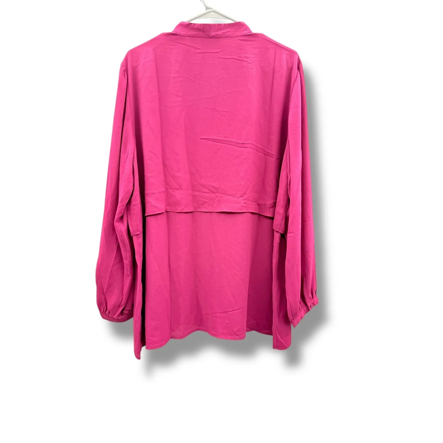 Joan Rivers Bow Neck Blouse Women's XL Pink Long Sleeve Button Front Layered - Image 2