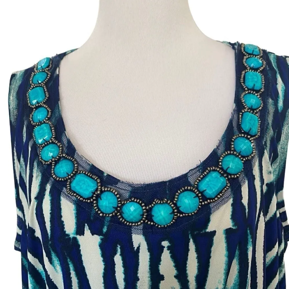NY Collection Faux Turquoise Embellished Dress - Image 2