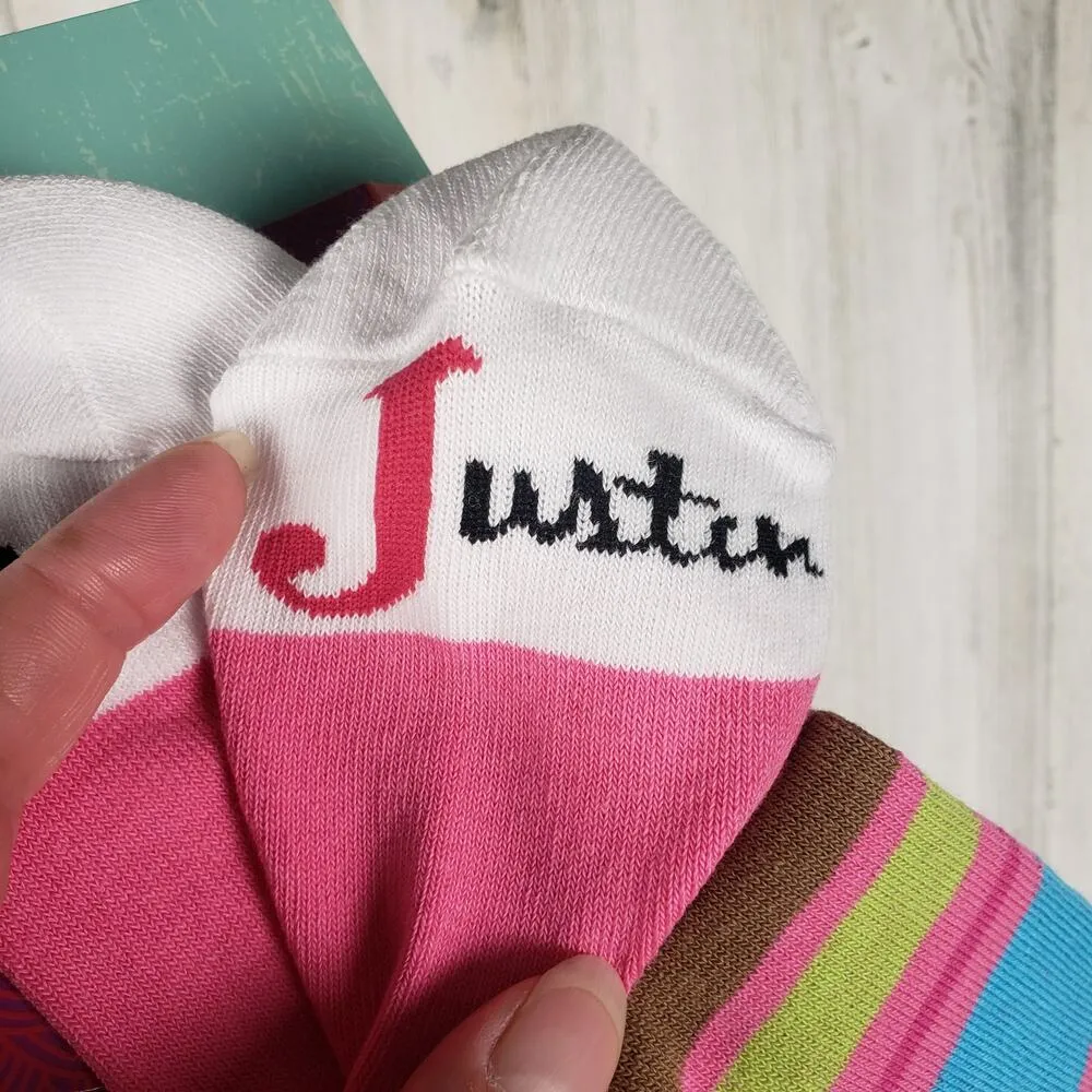 NWT Justin Boots Fashion Cushioned Sole Striped Crew Socks Women's Size Small - Image 8