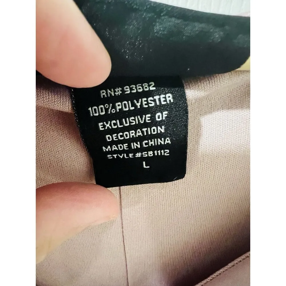 LIV Los Angeles Anthroplogie Swiss Dot Top Pink Large V-Neck Long Sleeve - Image 5