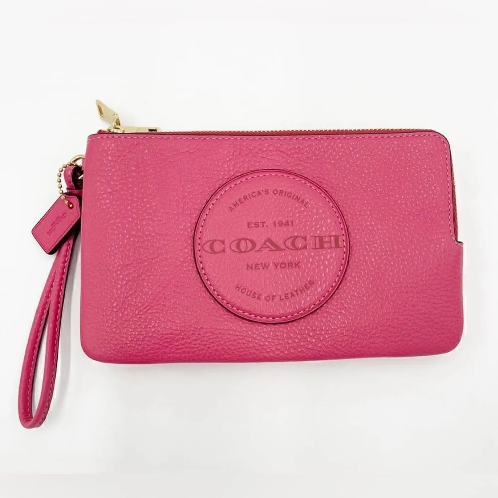 🔥🎁NWT! Coach Dempsey Double Zip Wallet With Patch Fuchsia Msrp:$178.00 - Image 6