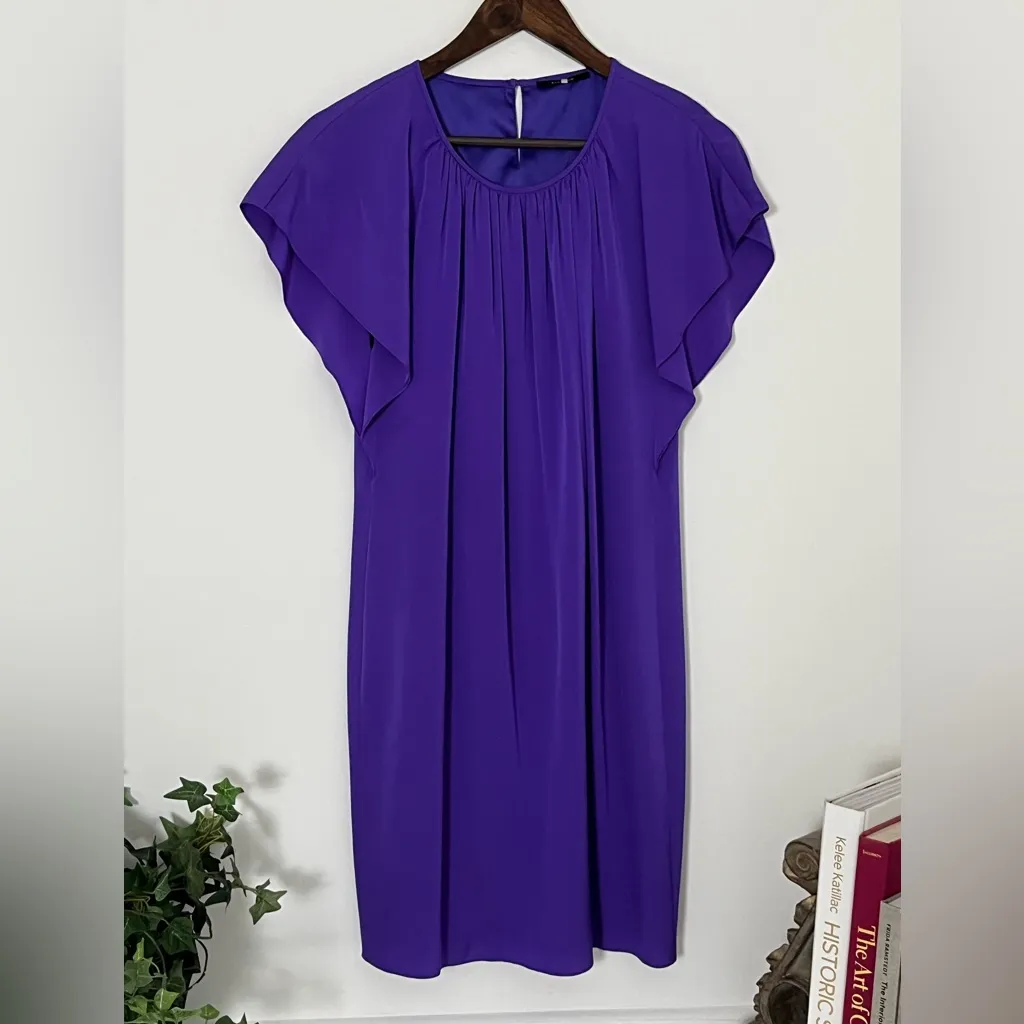 Elie Tahari Deep Purple Silk Cocktail Dress Classic Designer - Image 2