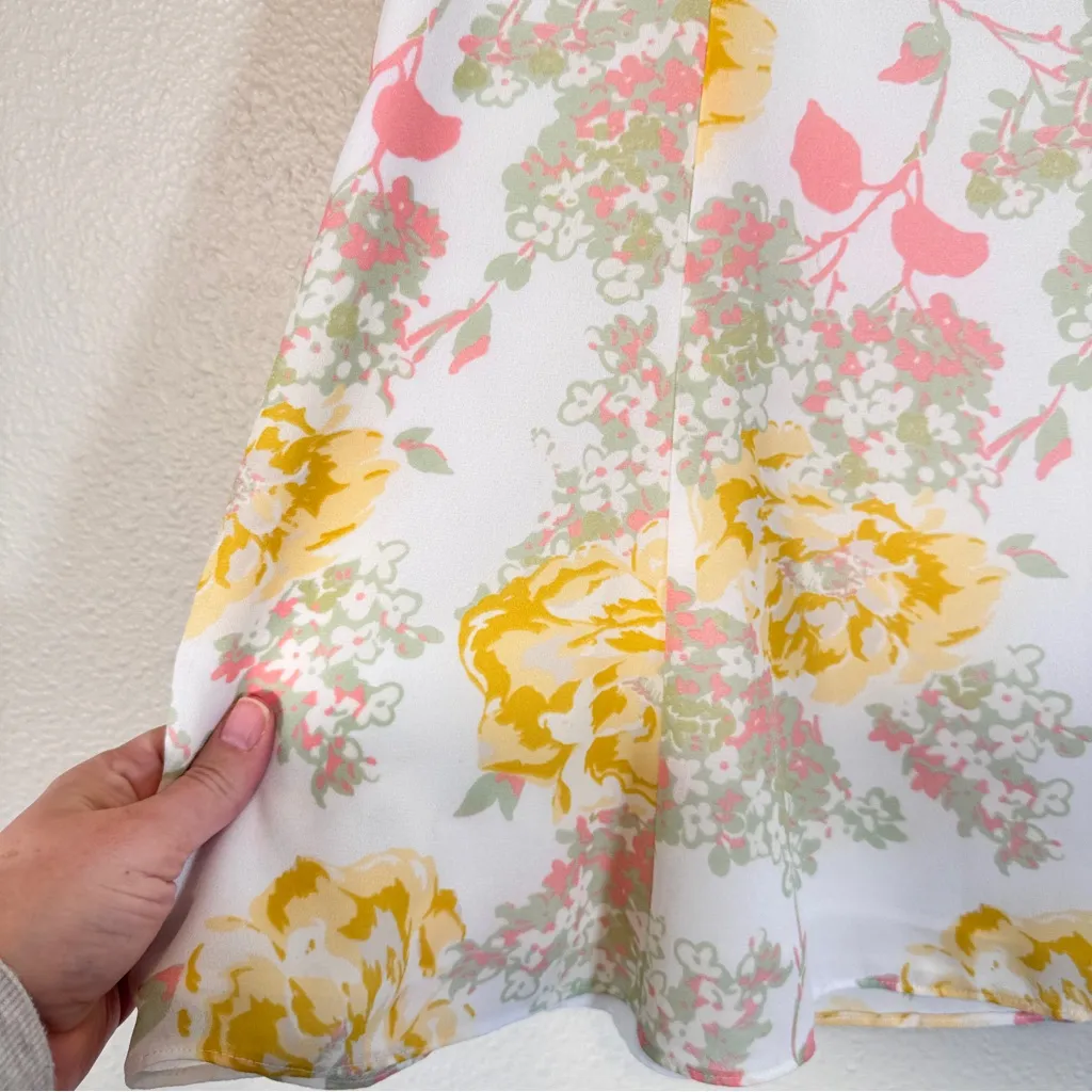 Ann Taylor Vintage 90s White Yellow Pink Floral Skirt Womens 2 Fairy Core Girly - Image 8
