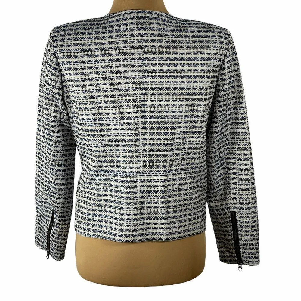 J.Crew Factory Blue White Moto Jacket S - Image 2