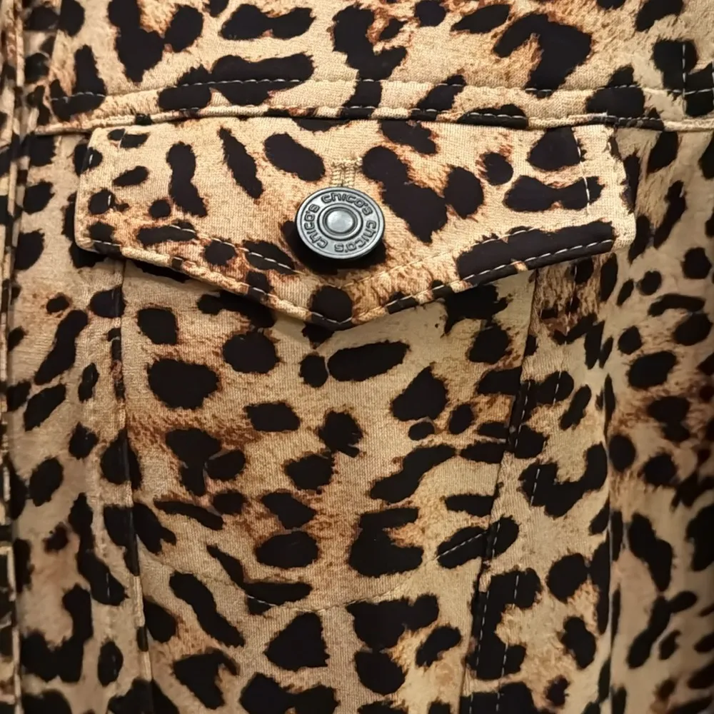 Chico’s Cheetah Print Button Front Shirt Jacket - Image 3