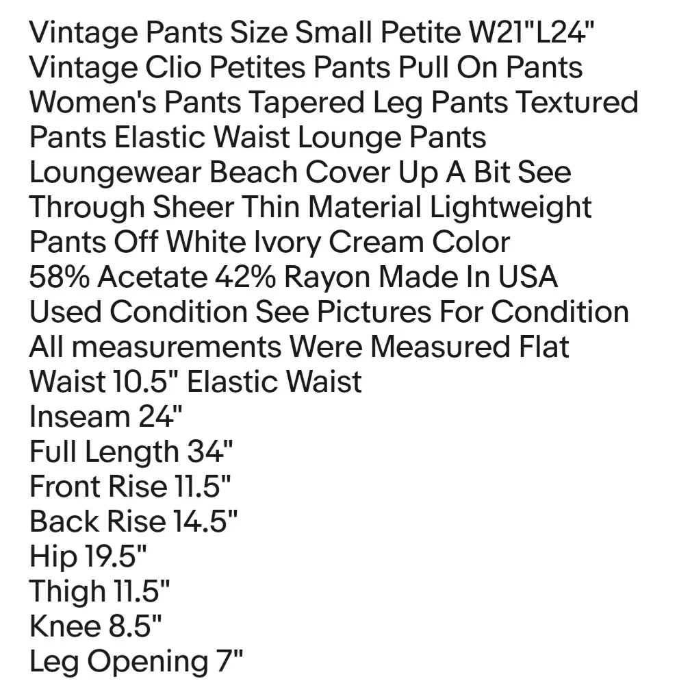 Vintage Pants Size Small Petite W21"L24" Vintage Clio Petites Pants Pull On Pants Women's - Image 2