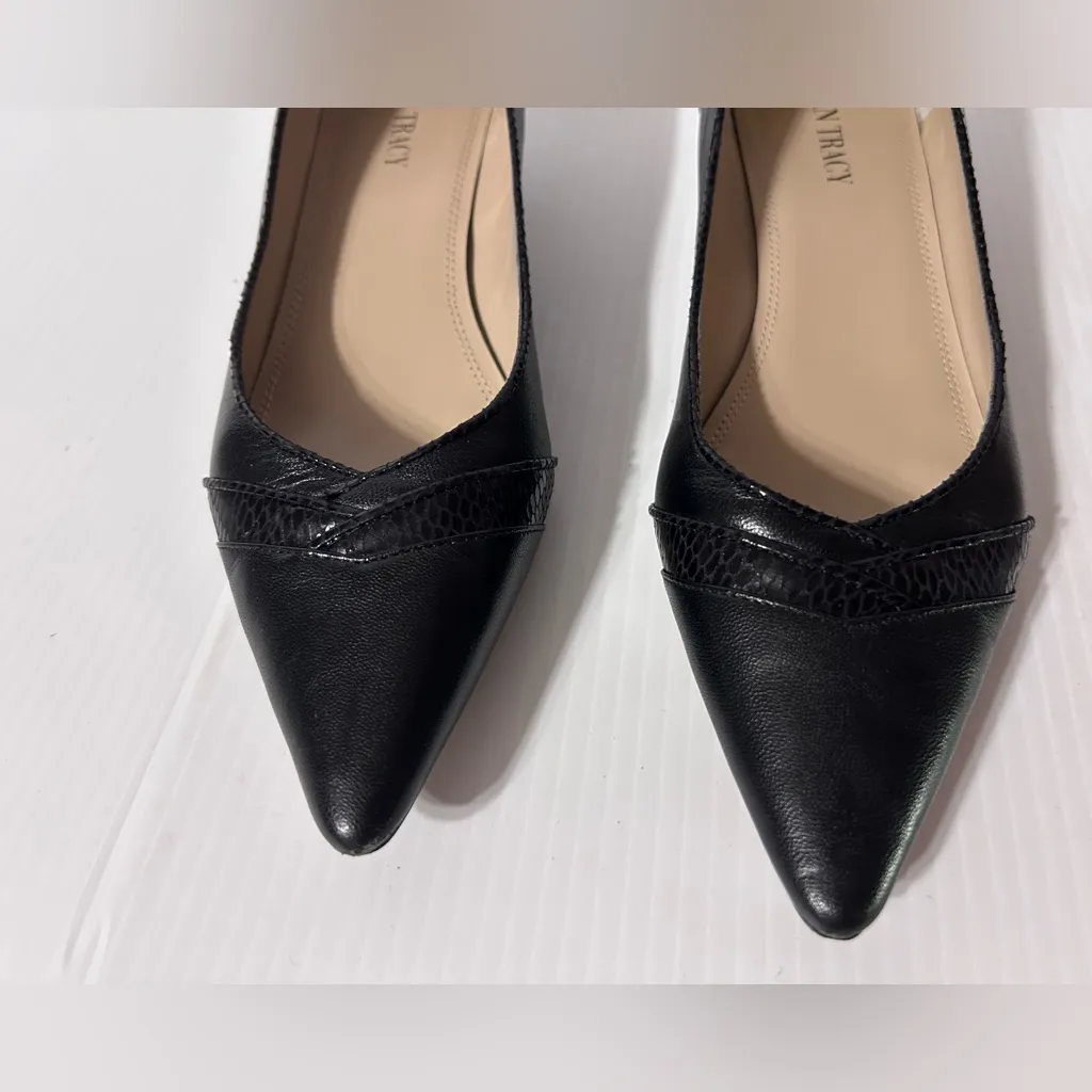 Ellen Tracy Kalli black leather kitten heels women size 8 M - Image 4