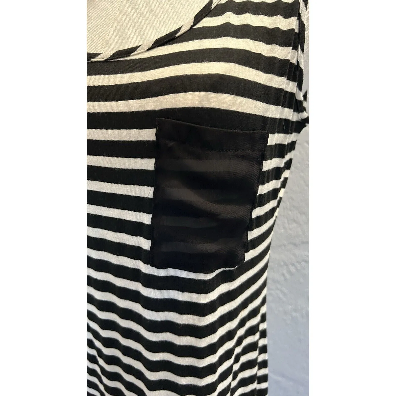 Clearance Espresso Maxi Dress NWT Mesh Accent Size M Black/White Stripe Boho Black Size M - Image 3