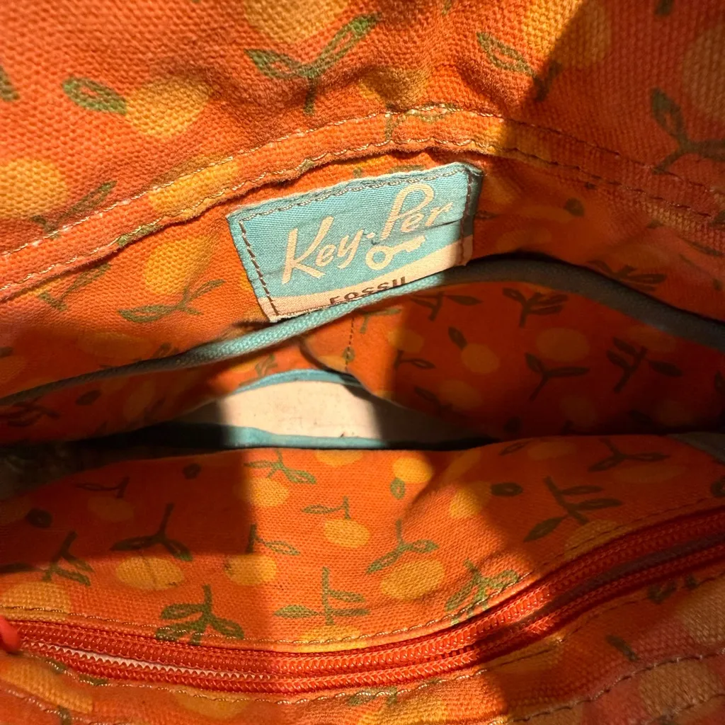 FOSSIL Coated Canvas KEYPER‎ Birdcage Pattern Brown, Apricot Shoulder Bag S Tan - Image 5