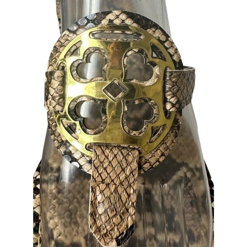 Makers Womens Size 7 Snake Skin Print Medallion Thong Sandals 2278 - Image 5