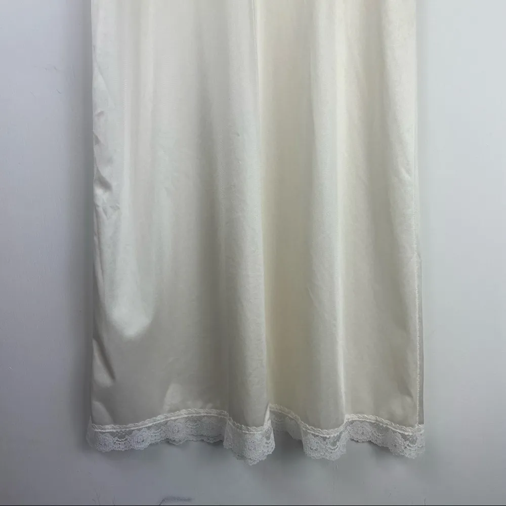 Vintage Ashley Taylor Lace Trim Lingerie Slip Dress Sz 34 / Medium Ivory White - Image 11
