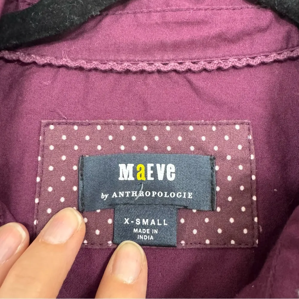 Maeve Anthropologie Purple Long Sleeve Button Down Shirt Women XS Casual Classic - Image 3