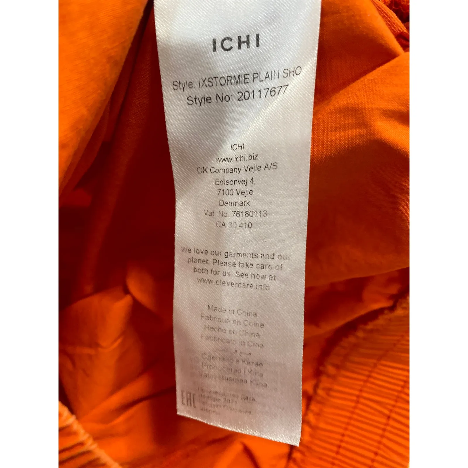 Ichi Women's Orange Elastic High Waist Wide Leg Casual Lounge Sweat Shorts Sz 38 - Image 5