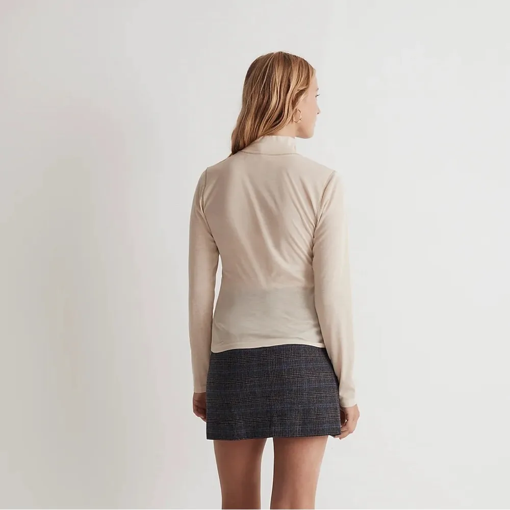 Madewell Semi-Sheer Mock-neck Long Sleeve Sage Green Tee Shirt Top Size XS - Image 4