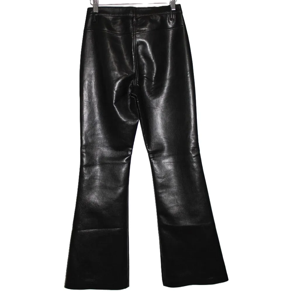 Aritizia Wilfred Melina Black Faux Leather High Rise Flare Pants Size 4 NWOT NEW - Image 2