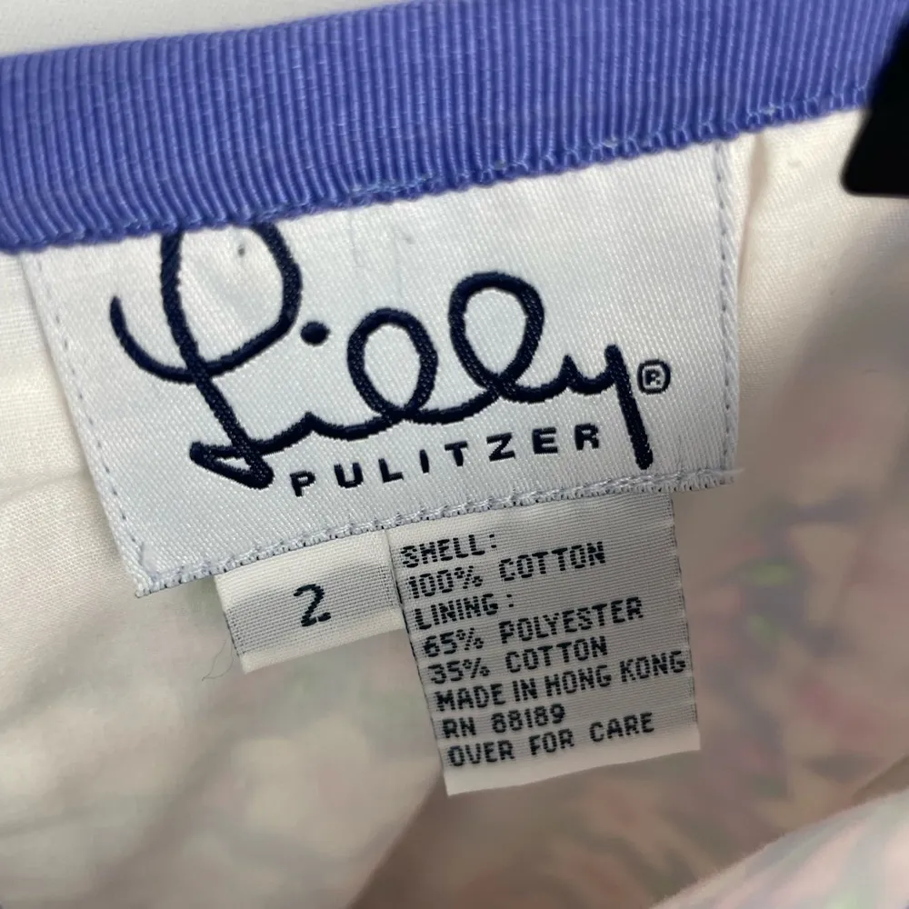 Vintage Lilly Pulitzer Blue‎ Pink Ditsy Flower 100% Cotton Mini Skirt - Image 6