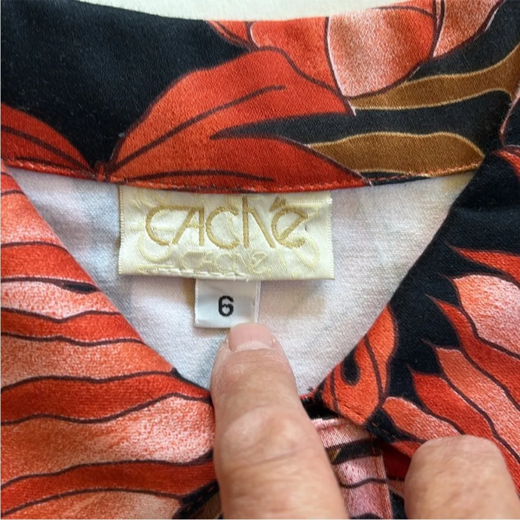 Cache EUC CACHÉ jacket Top Leaf Pattern Size 6 - Image 5