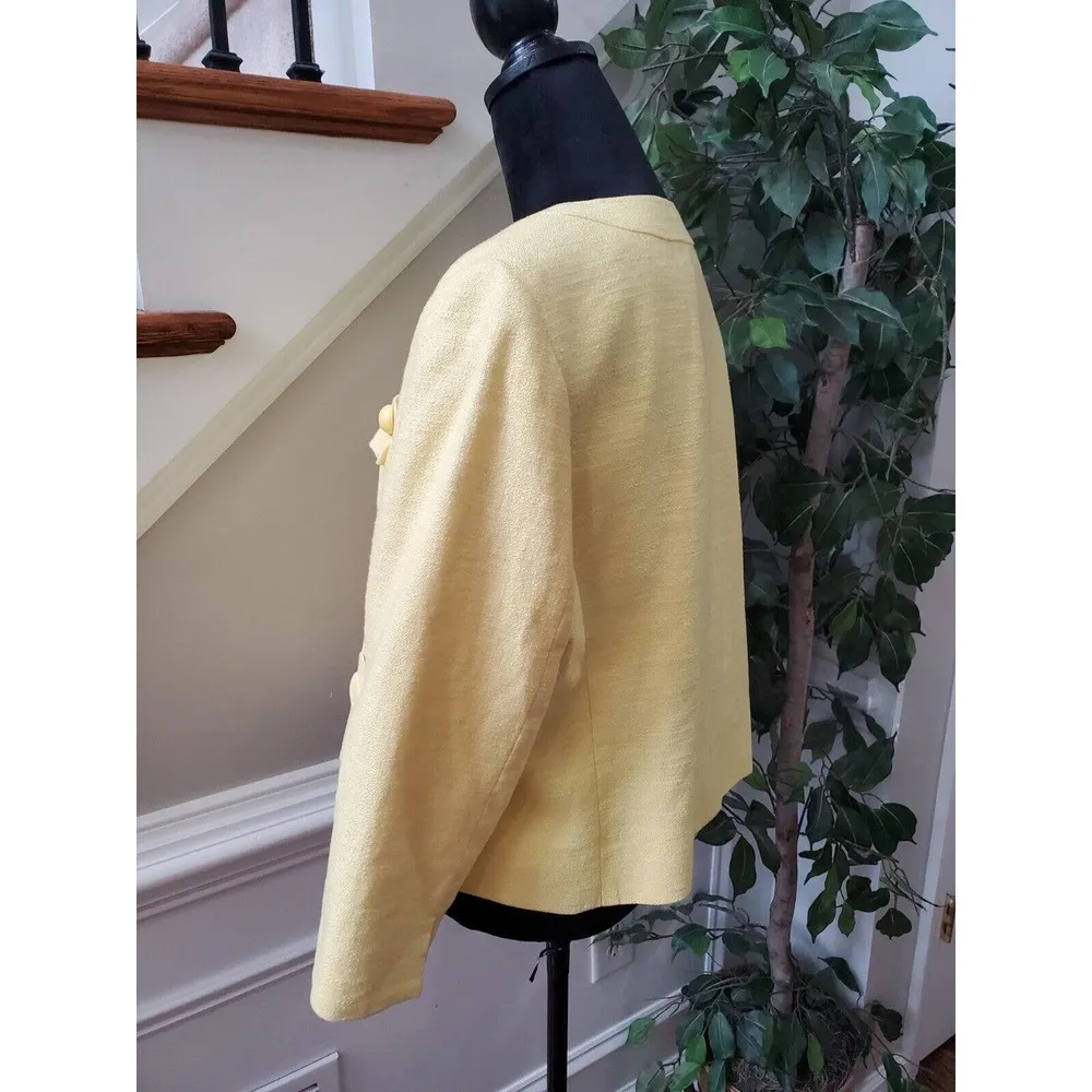 Talbots Women's Yellow Cotton Long Sleeve Casual Button Front Jacket Blazer 14P - Image 6