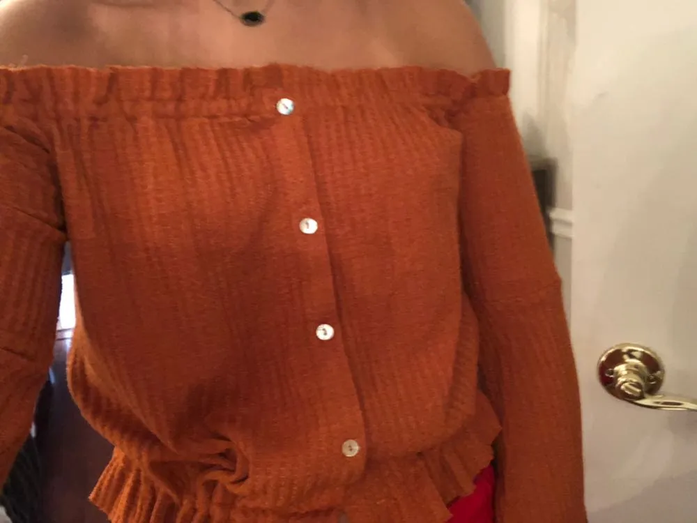 Princess Polly Off the Shoulder Rust Blouse - Image 6