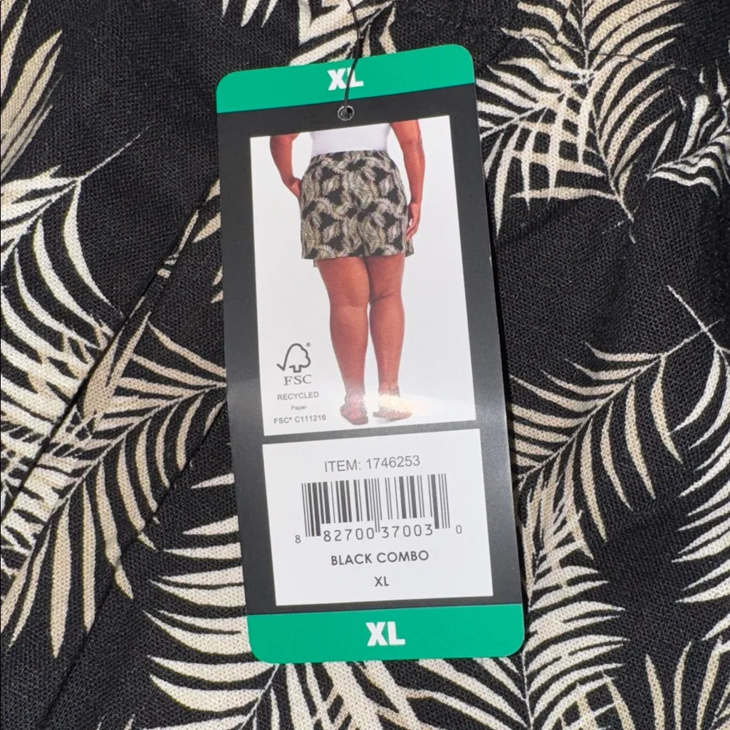 Ellen Tracy Linen Blend Skort Black Fern Print Women’s XL Extra Large - Image 10