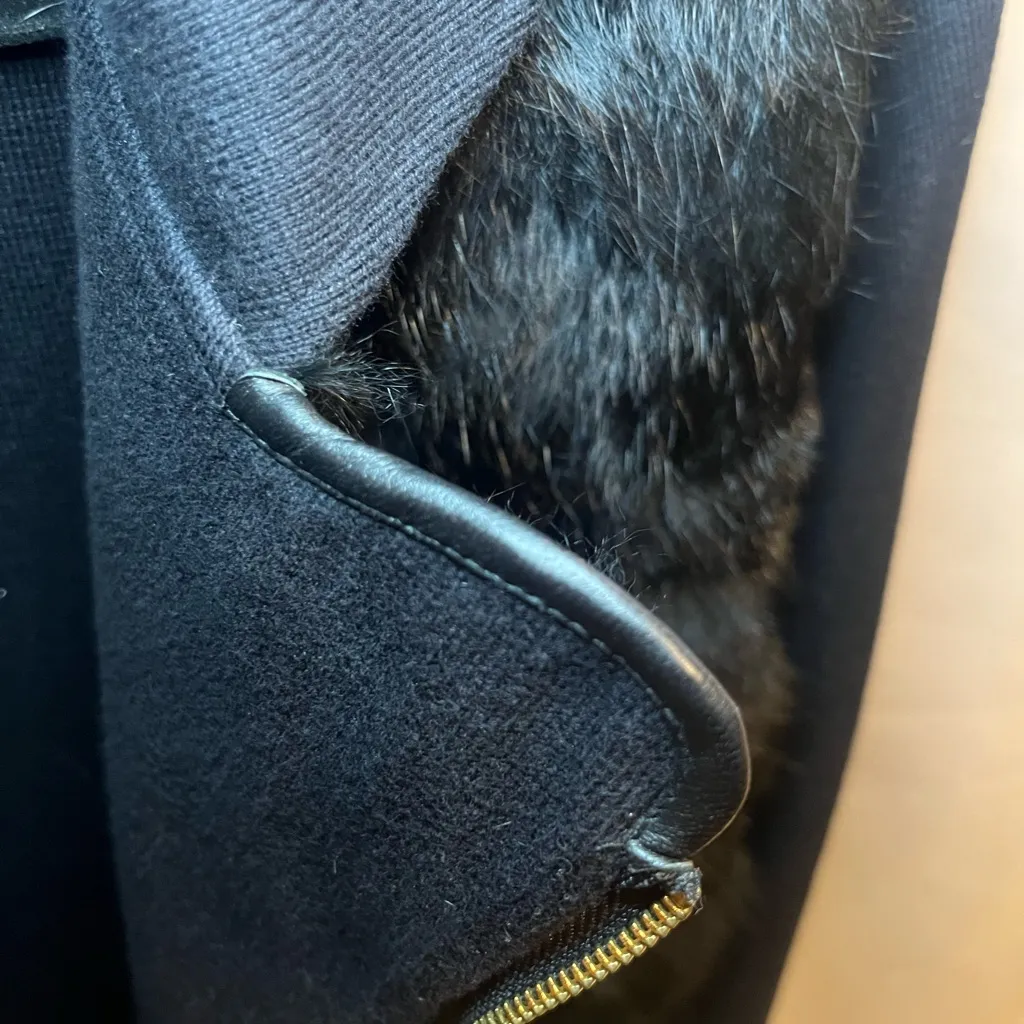 525 America Luxe Sweater Jacket. Black, Genuine Rabbit Fur, Size Small - Image 4