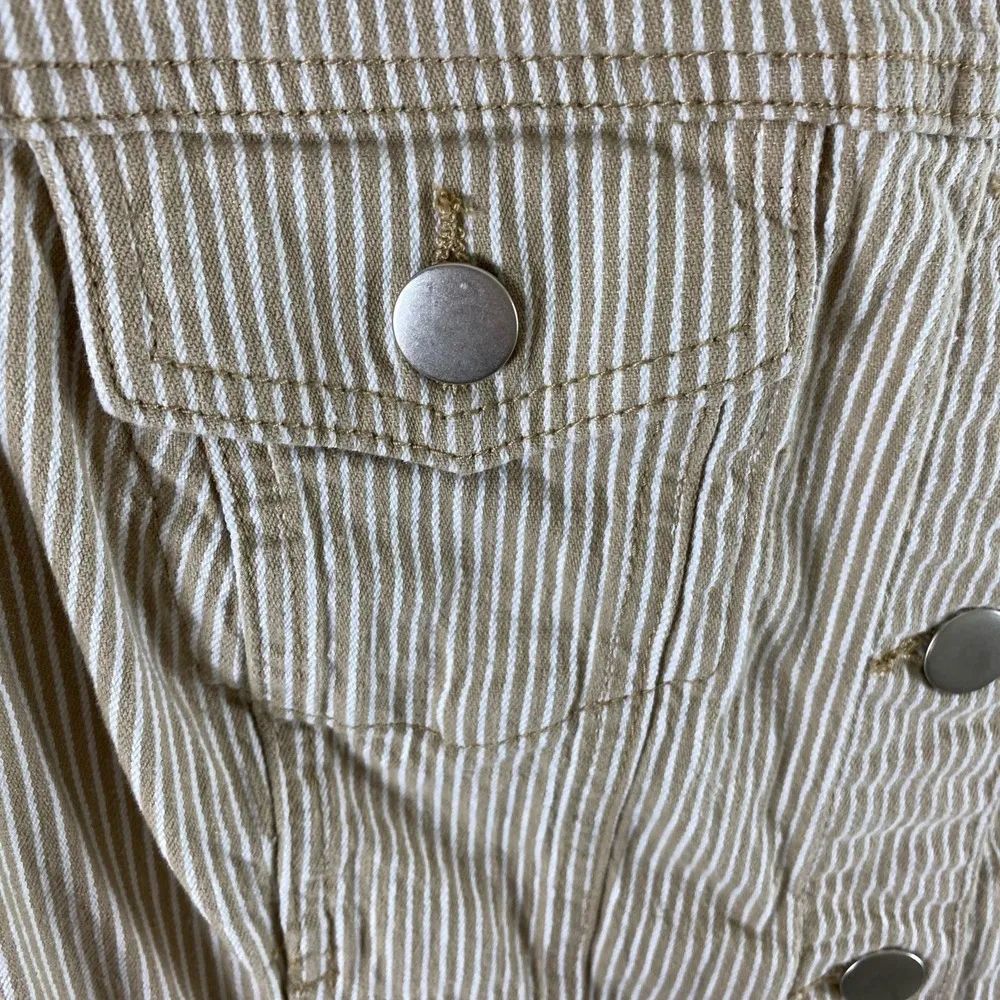 Christopher & Banks Pinstriped Round Neck Long Sleeve Button Up Jean Jacket Sz M - Image 5