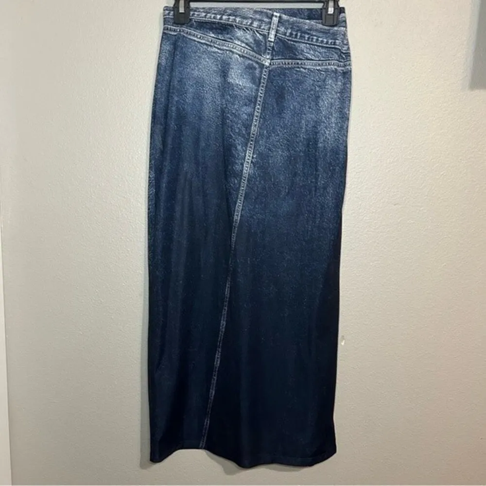 NEW ZARA Denim Effect blue high waisted midi skirt women's size medium - Image 7