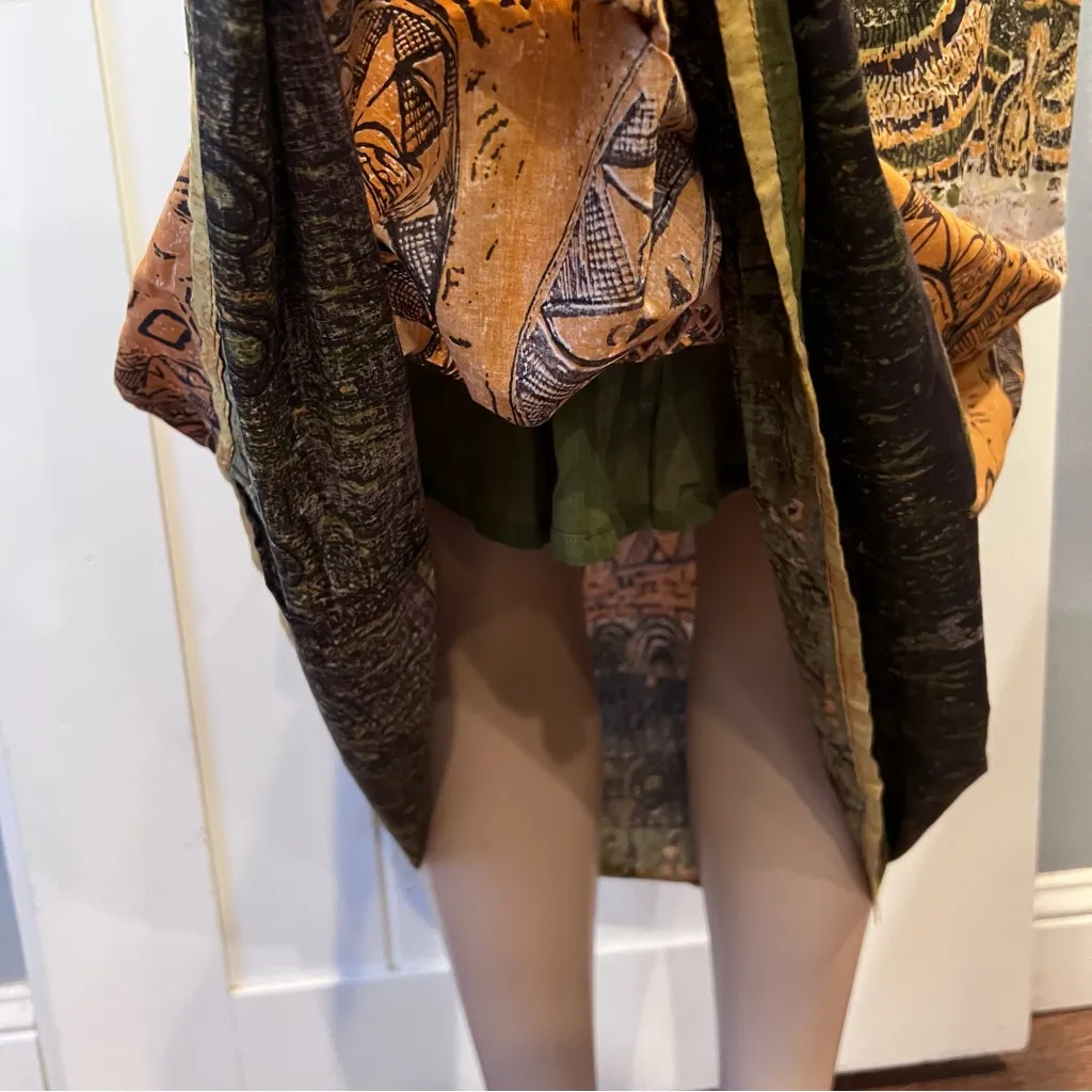 Cassee’s Bohemian Brown Maxi Dress Smocked waist Small Tribal beaded 100% cotton - Image 7