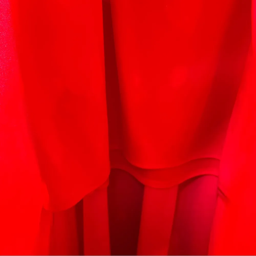 Anne Klein Sz 14 Red Flutter Sleeve Side Zipper Faux Wrap Dress w/Matching Belt - Image 10