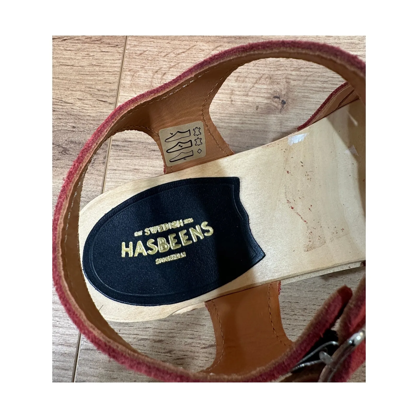 Swedish Hasbeens New Braided Sandals Red Rost Suede Size 6 US 36 EU NIB Classic - Image 10